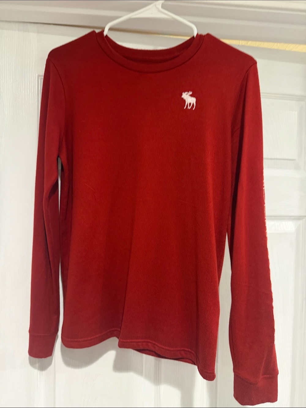 abercrombie kids Red Long Sleeve Tee with White Moose Logo